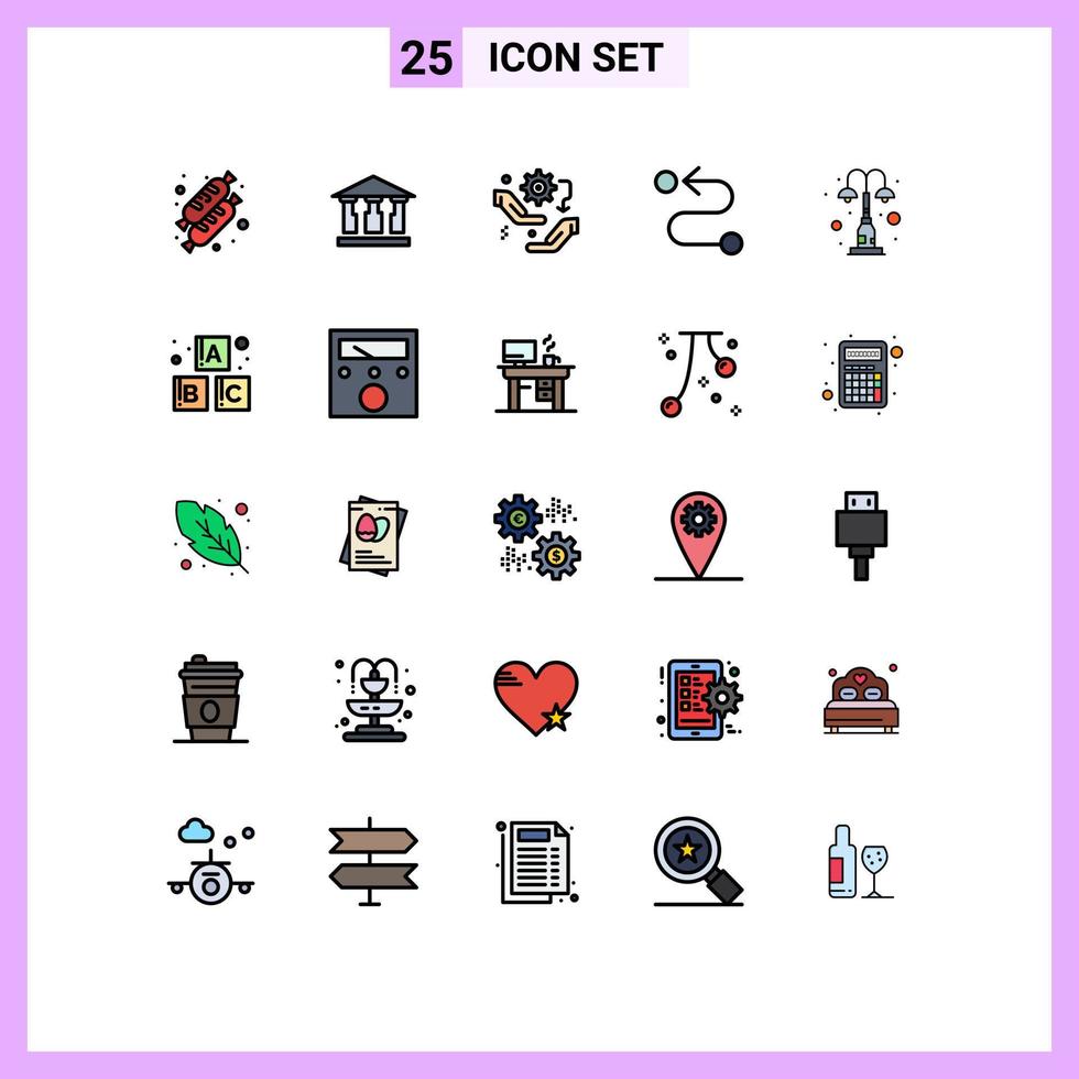 Modern Set of 25 Filled line Flat Colors Pictograph of park light setup elements road Editable Vector Design Elements