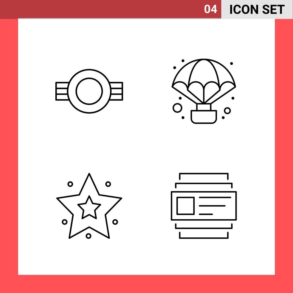 4 Icon Pack Line Style Outline Symbols on White Background Simple Signs for general designing Creative Black Icon vector background