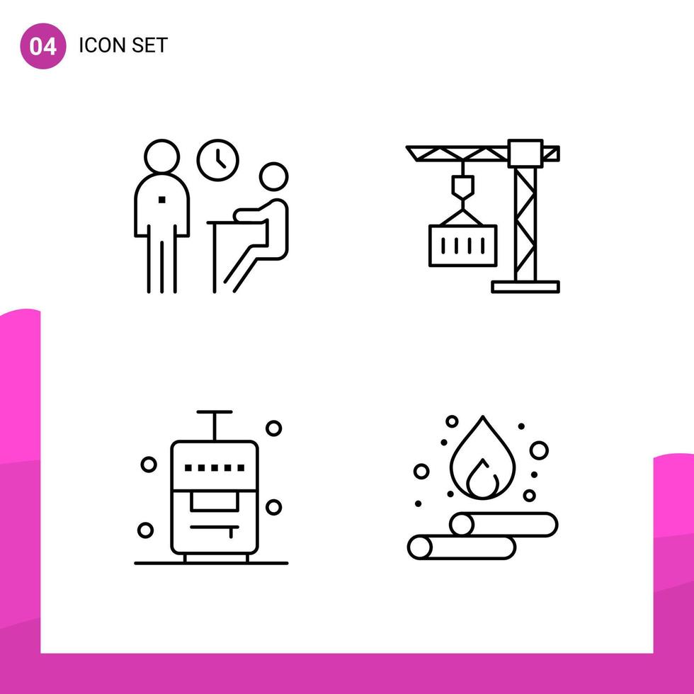 Outline Icon set Pack of 4 Line Icons isolated on White Background for responsive Website Design Print and Mobile Applications Creative Black Icon vector background