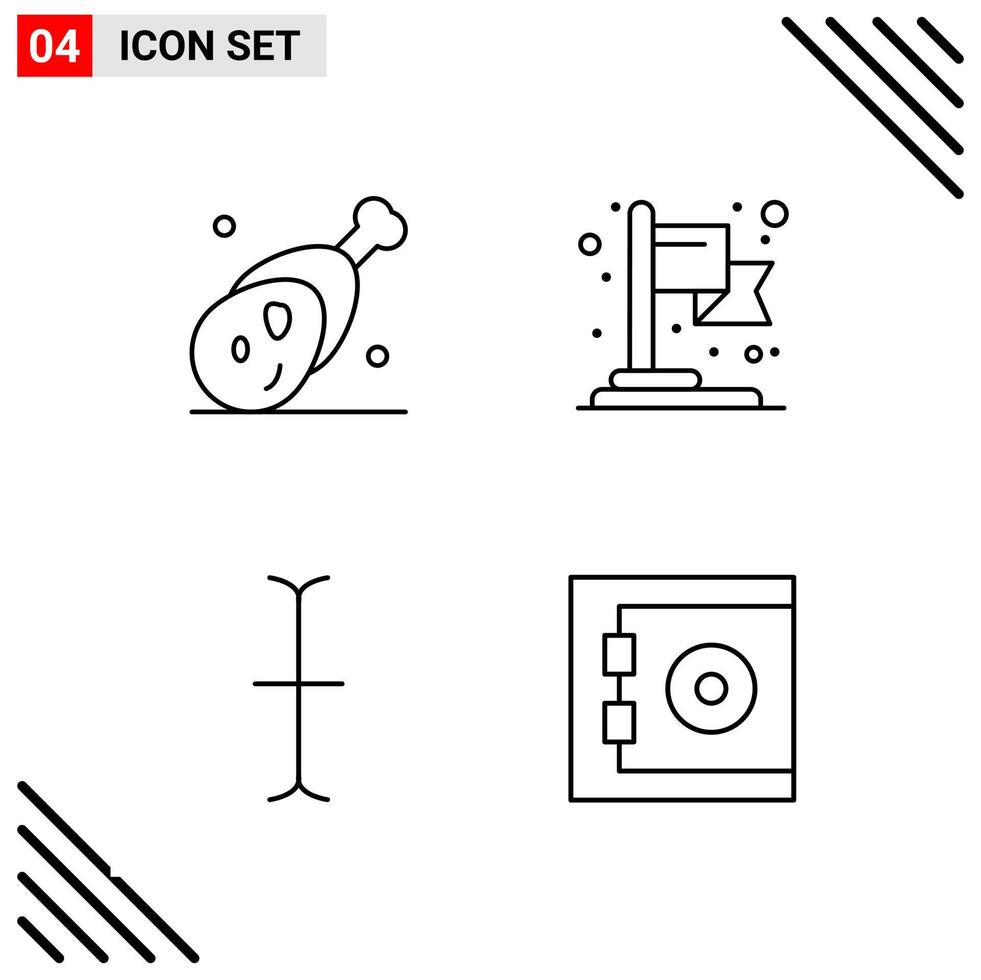 conjunto perfecto de píxeles de 4 iconos de línea conjunto de iconos de esquema para el diseño de sitios web y la interfaz de aplicaciones móviles fondo de vector de icono negro creativo