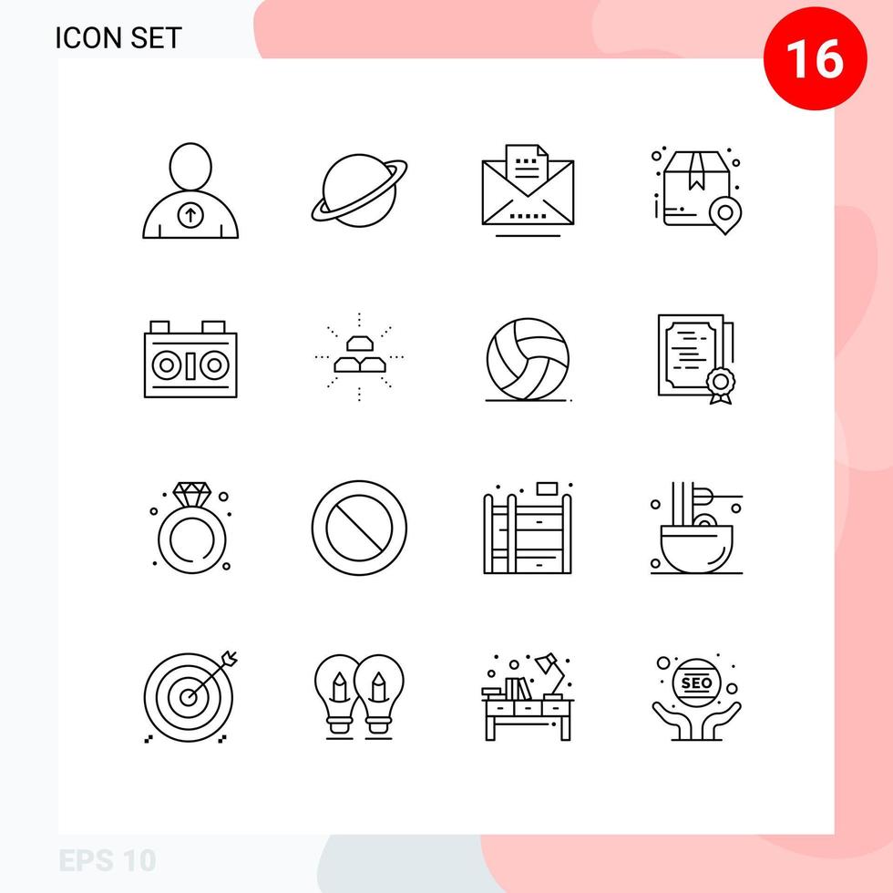 Set of 16 Vector Outlines on Grid for camera place copy package box Editable Vector Design Elements