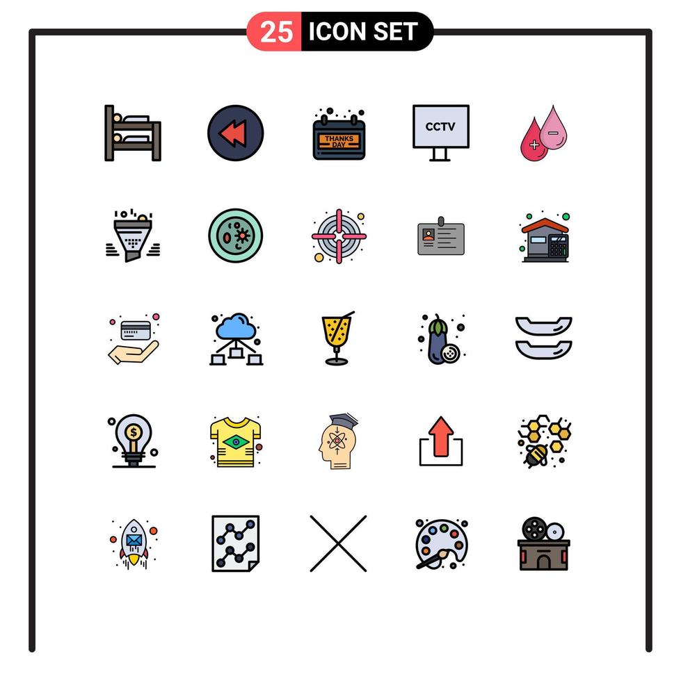 conjunto de 25 iconos de ui modernos símbolos signos para más gota gracias día vigilancia de sangre elementos de diseño vectorial editables vector