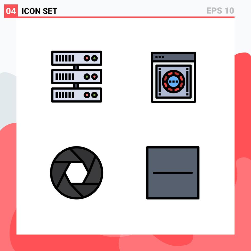 Universal Icon Symbols Group of 4 Modern Filledline Flat Colors of backup camera encryption safe box photo Editable Vector Design Elements