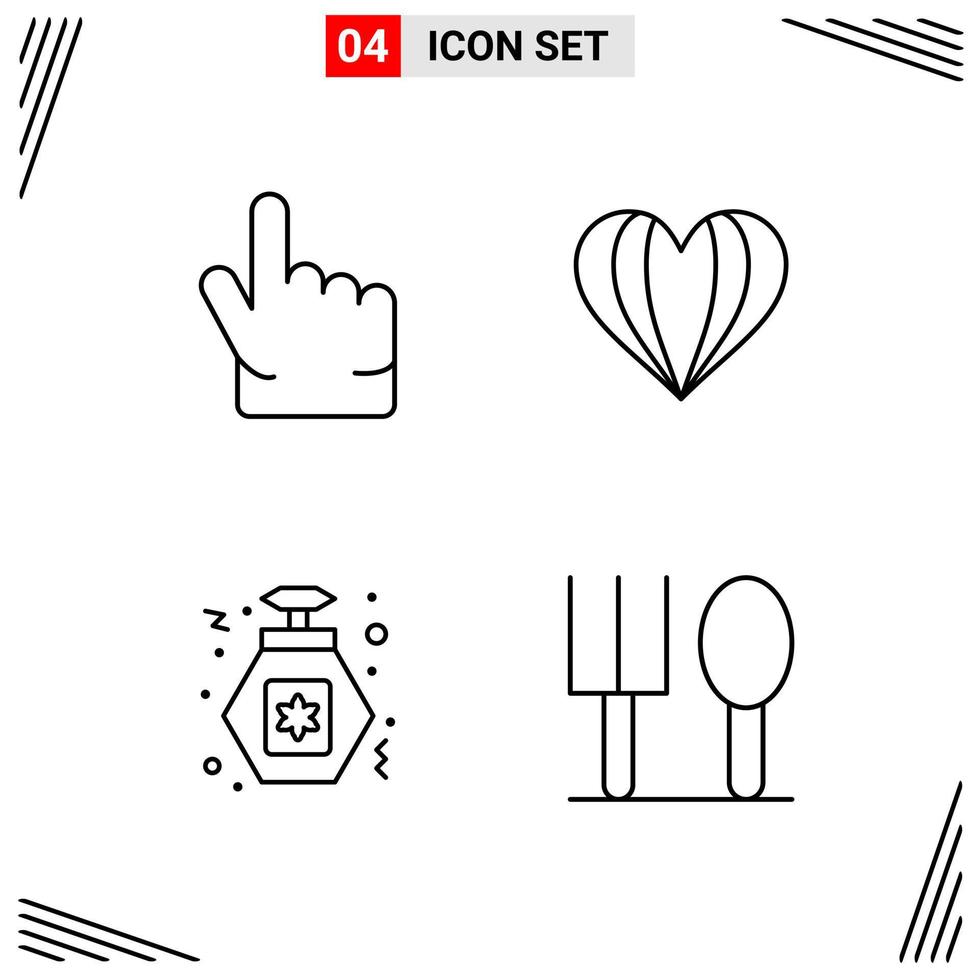 4 Icons Line Style Grid Based Creative Outline Symbols for Website Design Simple Line Icon Signs Isolated on White Background 4 Icon Set Creative Black Icon vector background