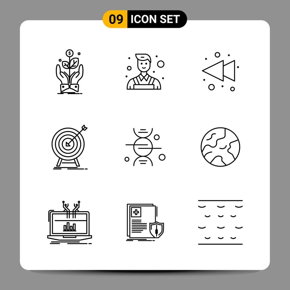 9 Black Icon Pack Outline Symbols Signs for Responsive designs on white background 9 Icons Set Creative Black Icon vector background