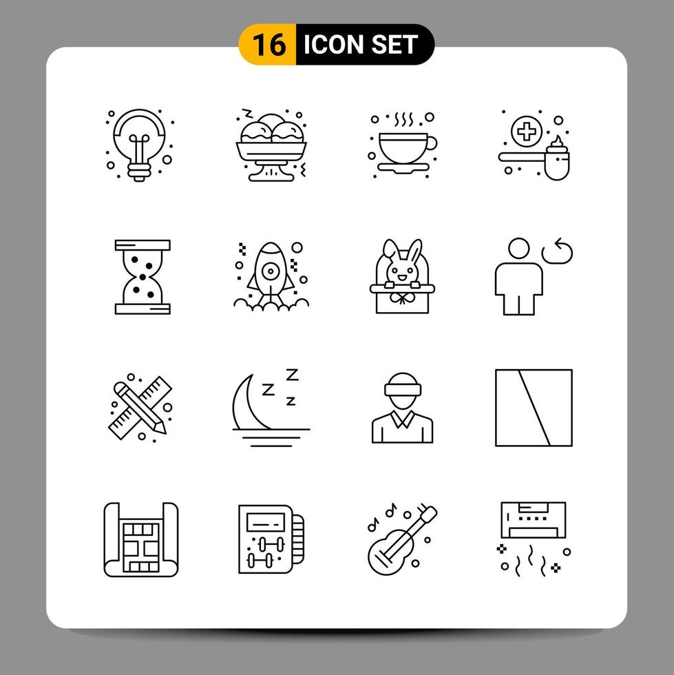 Paquete de 16 iconos negros símbolos de contorno signos para diseños receptivos sobre fondo blanco 16 iconos establecen fondo de vector de icono negro creativo