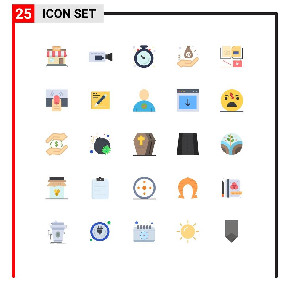 Stock Vector Icon Pack of 25 Line Signs and Symbols for growth finance clock business bag Editable Vector Design Elements