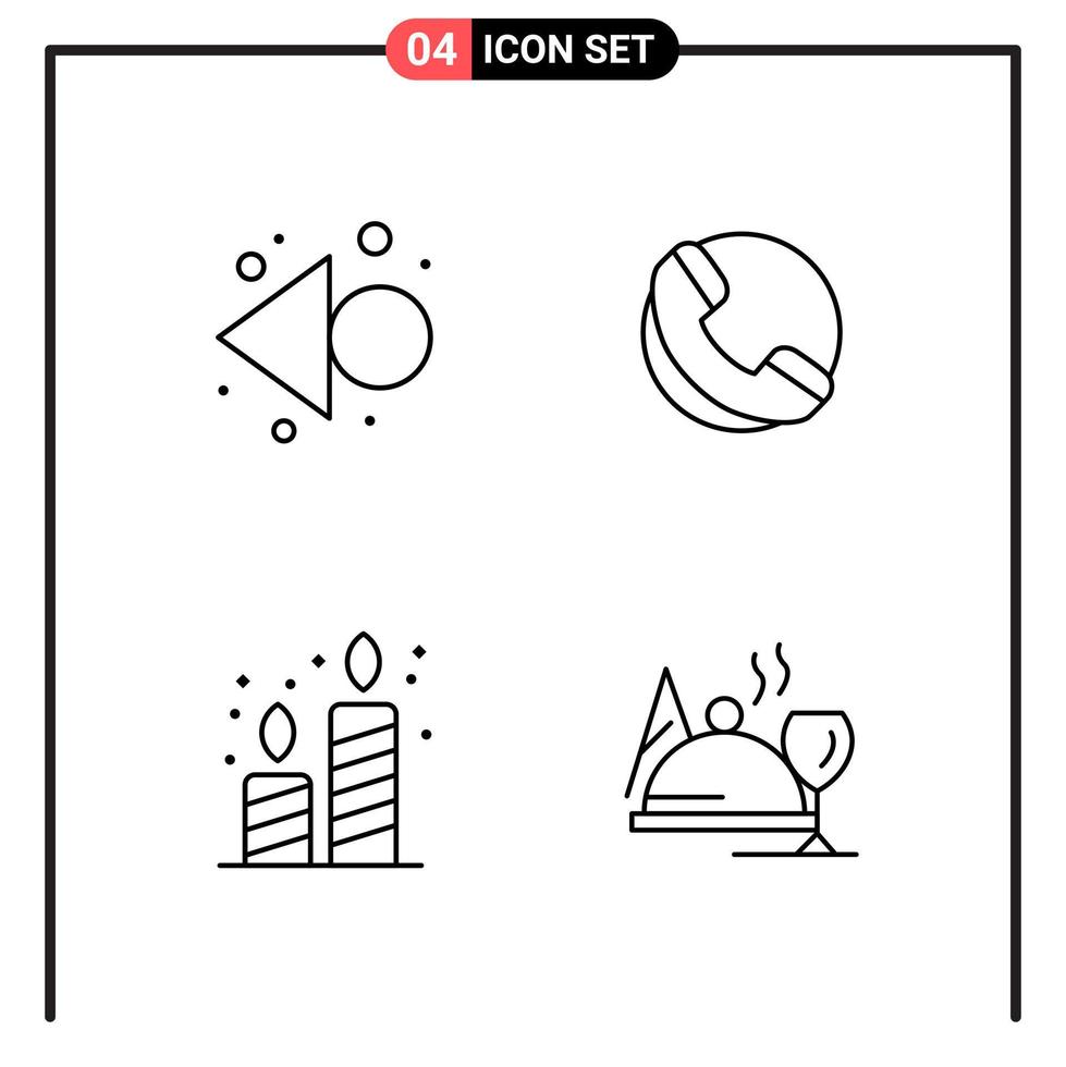 Set of 4 Line Style Icons for web and mobile Outline Symbols for print Line Icon Signs Isolated on White Background 4 Icon Set Creative Black Icon vector background