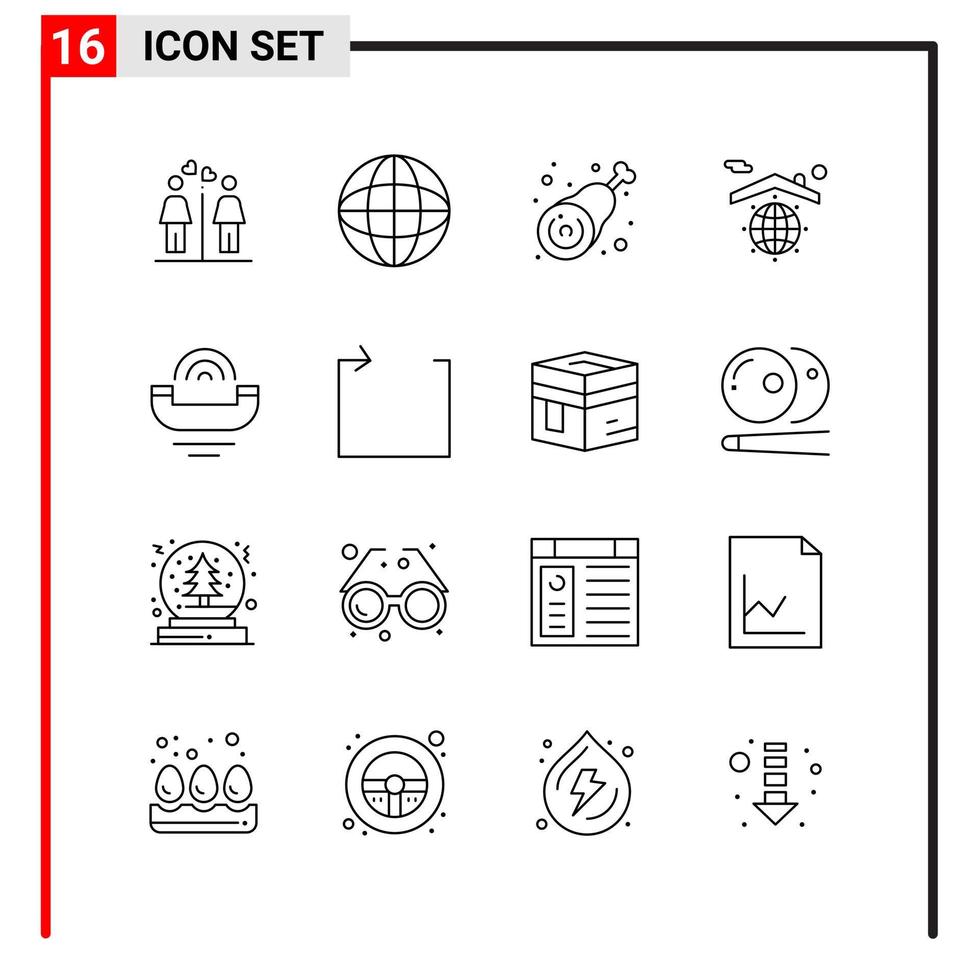 16 íconos generales para el diseño de sitios web, impresión y aplicaciones móviles 16 símbolos de esquema signos aislados en fondo blanco 16 icon pack creative black icon vector background