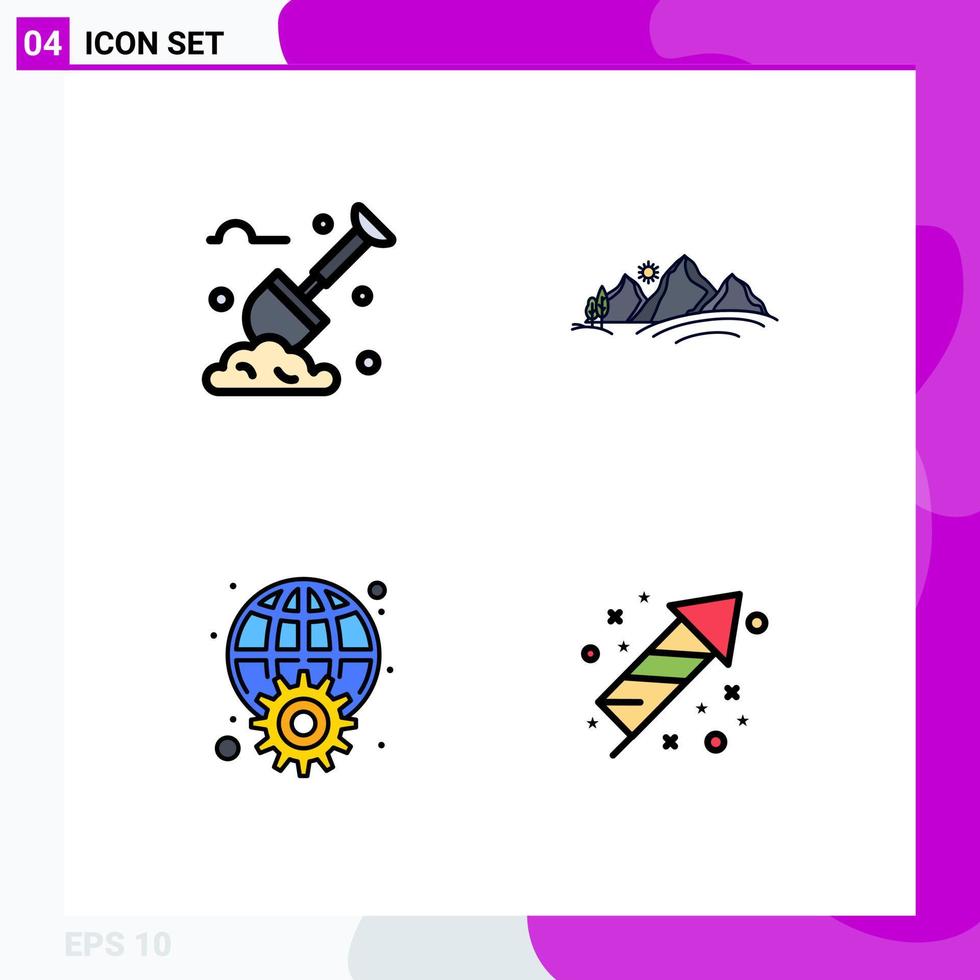 4 Creative Icons Modern Signs and Symbols of spade gear plants nature internet Editable Vector Design Elements