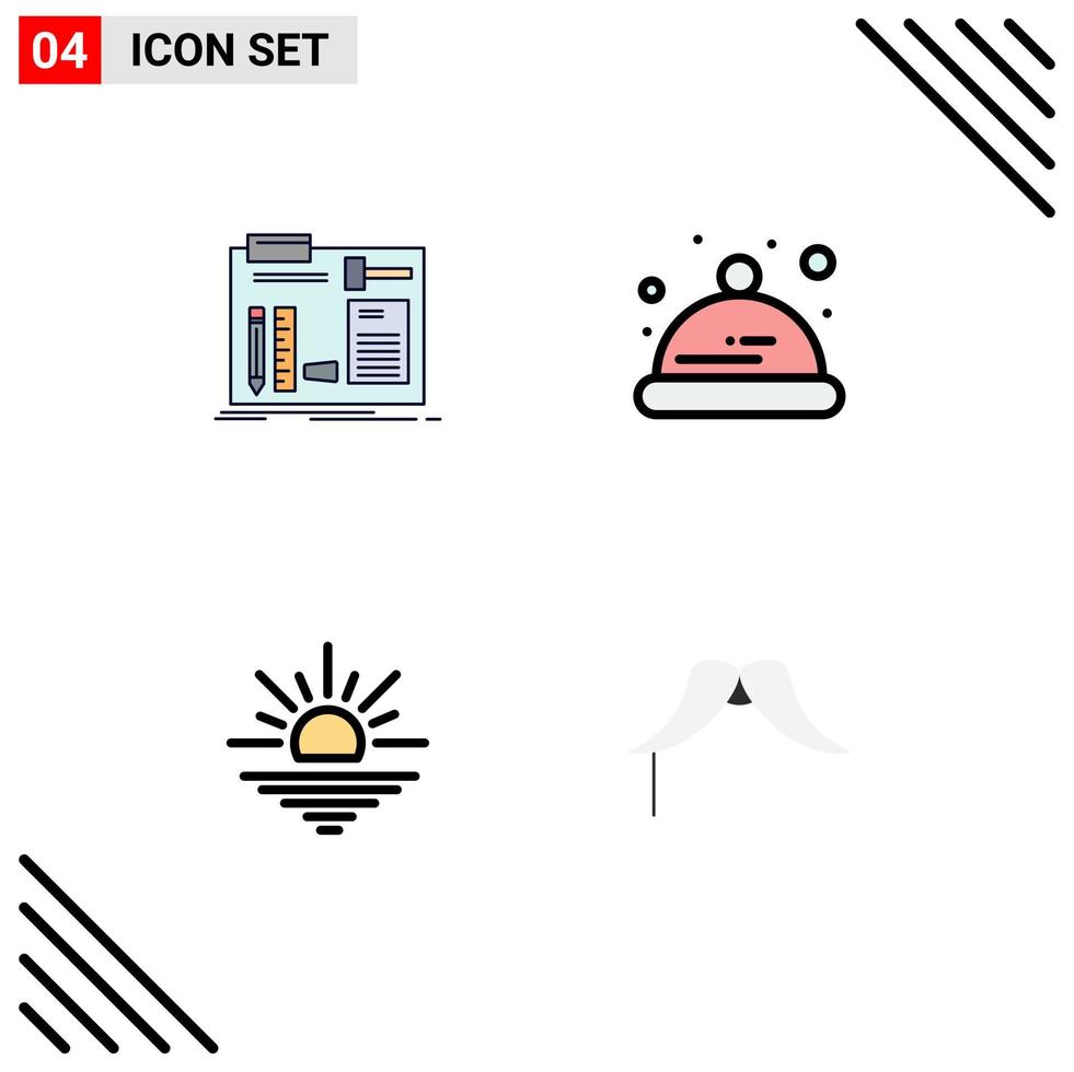 Universal Icon Symbols Group of 4 Modern Filledline Flat Colors of build light engineer hat open Editable Vector Design Elements