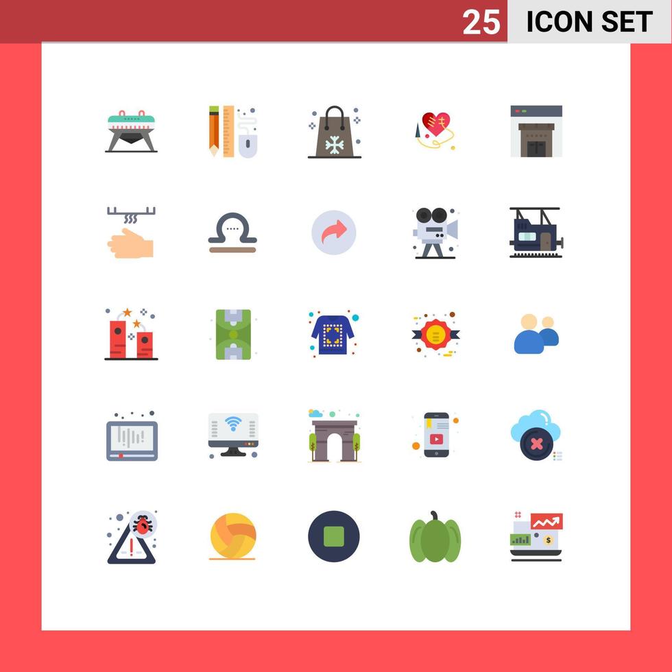 Flat Color Pack of 25 Universal Symbols of store heartm heart christmas broken heart shopping Editable Vector Design Elements