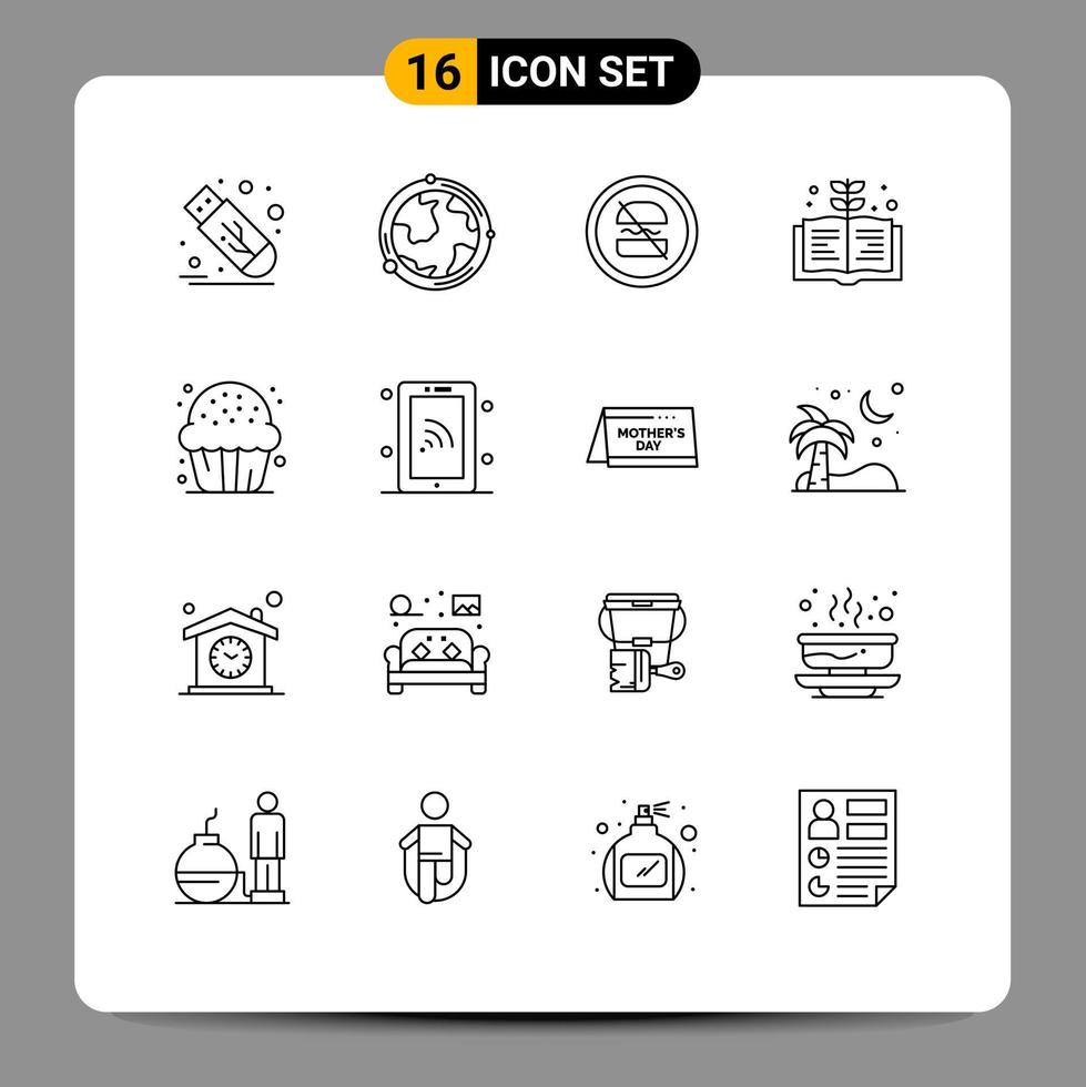 16 Outline concept for Websites Mobile and Apps candy education discovery book dieting Editable Vector Design Elements