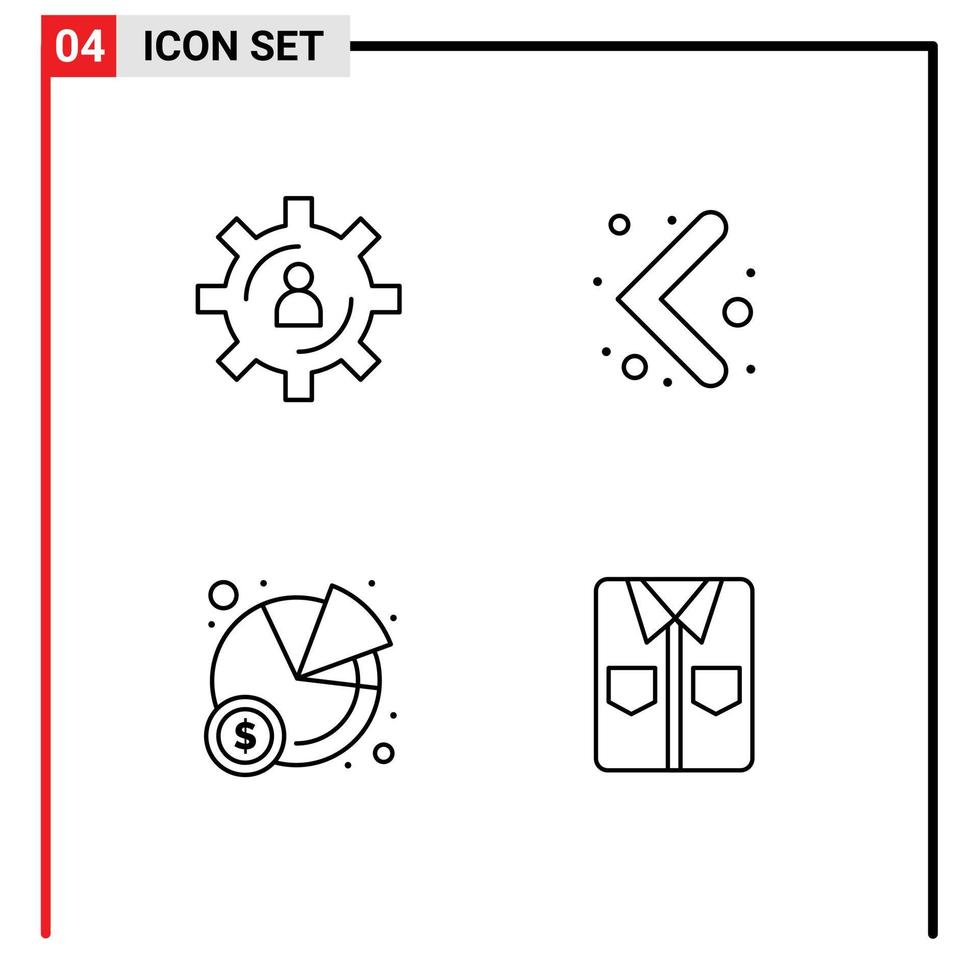 Group of 4 Filledline Flat Colors Signs and Symbols for development pie production left clothes Editable Vector Design Elements