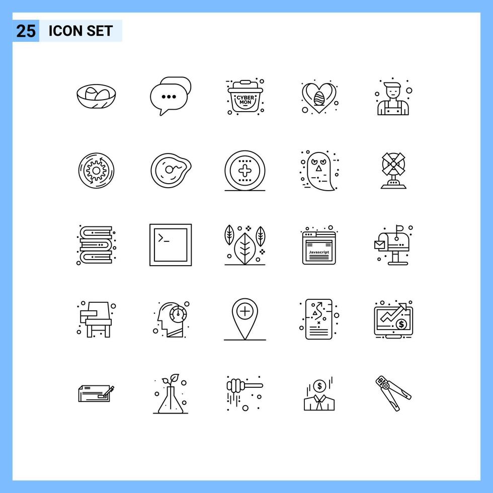 Set of 25 Commercial Lines pack for locksmith love bubble heart easter Editable Vector Design Elements
