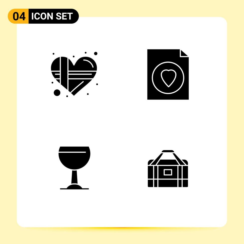 Modern Set of Solid Glyphs and symbols such as present beer love file equipment Editable Vector Design Elements