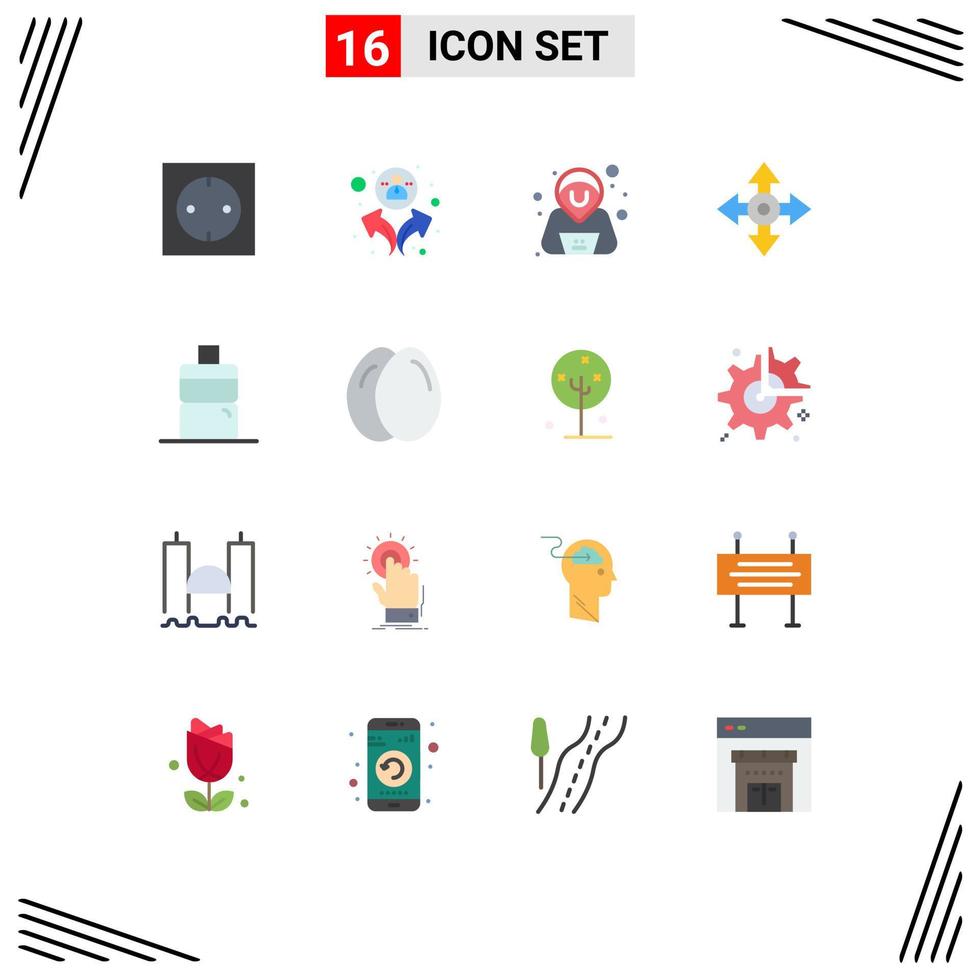 Group of 16 Modern Flat Colors Set for egg water hacker sport location Editable Pack of Creative Vector Design Elements