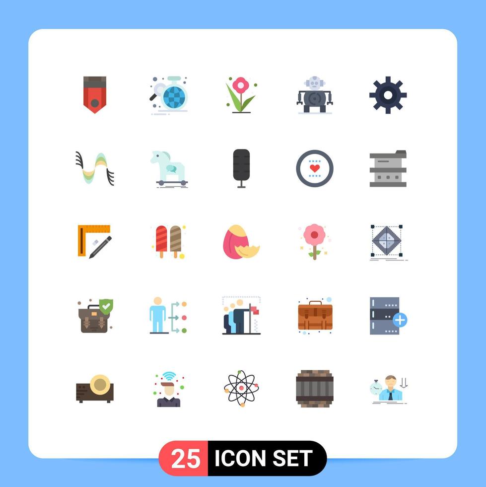 25 Creative Icons Modern Signs and Symbols of gear robotics globe cnc rose Editable Vector Design Elements