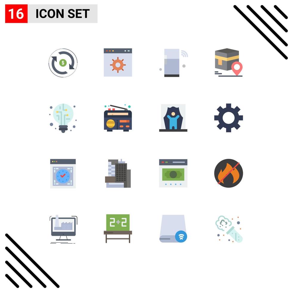 User Interface Pack of 16 Basic Flat Colors of map kaba website khana things Editable Pack of Creative Vector Design Elements
