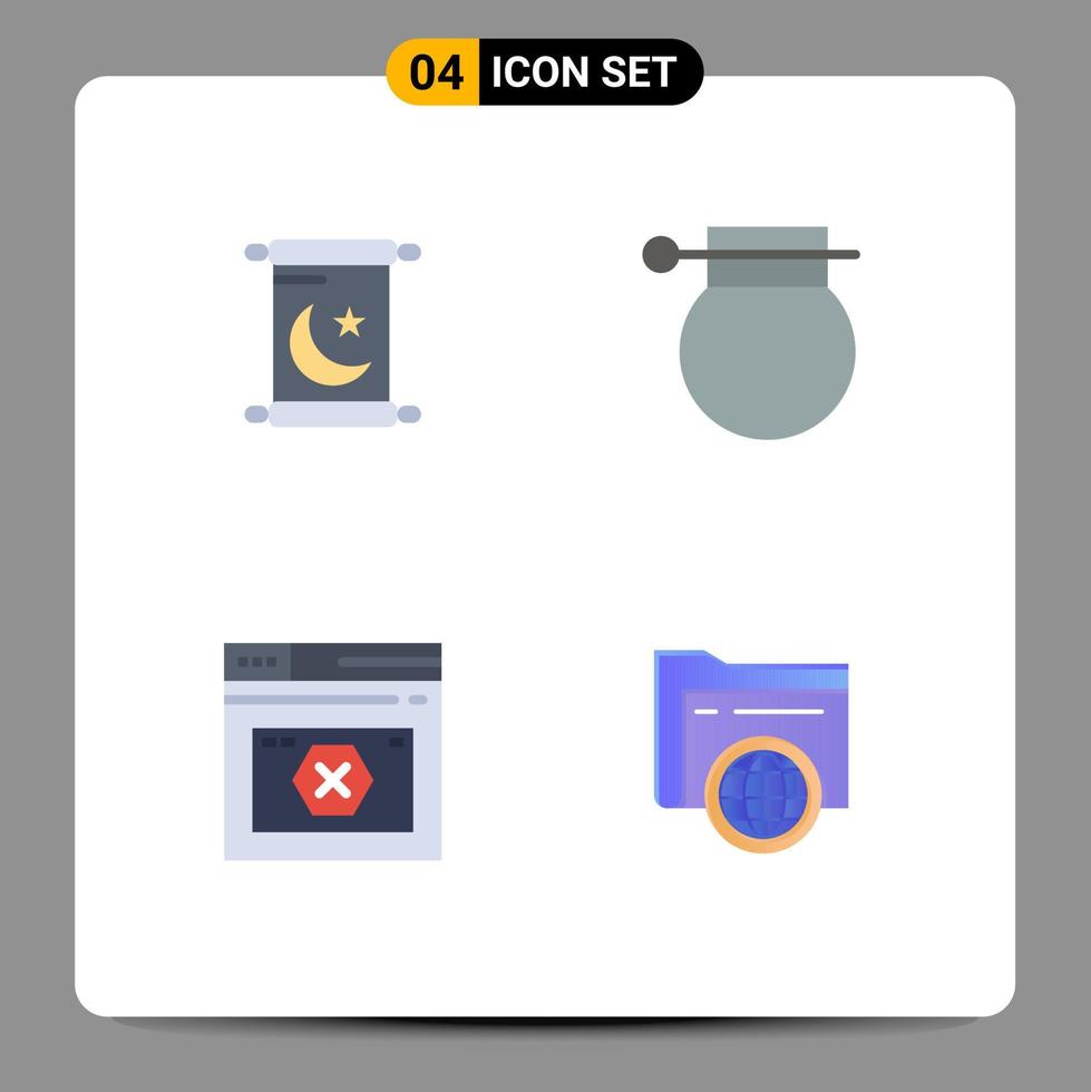Group of 4 Flat Icons Signs and Symbols for ramadan page army war website Editable Vector Design Elements