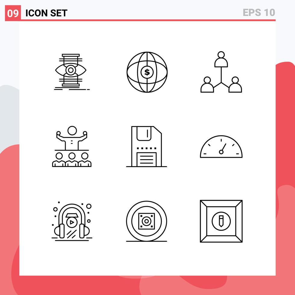 Stock Vector Icon Pack of 9 Line Signs and Symbols for disc mentorship group mentor encourage Editable Vector Design Elements