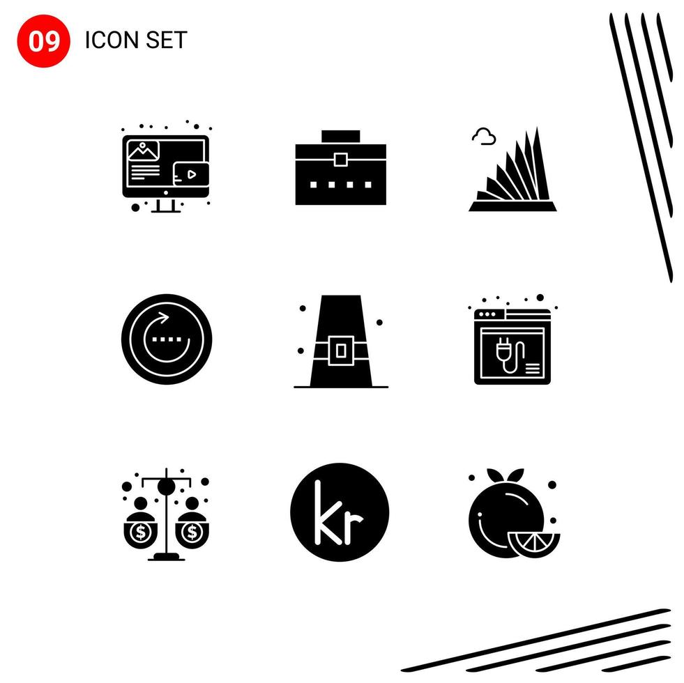 9 User Interface Solid Glyph Pack of modern Signs and Symbols of ui reload building refresh martyrs Editable Vector Design Elements