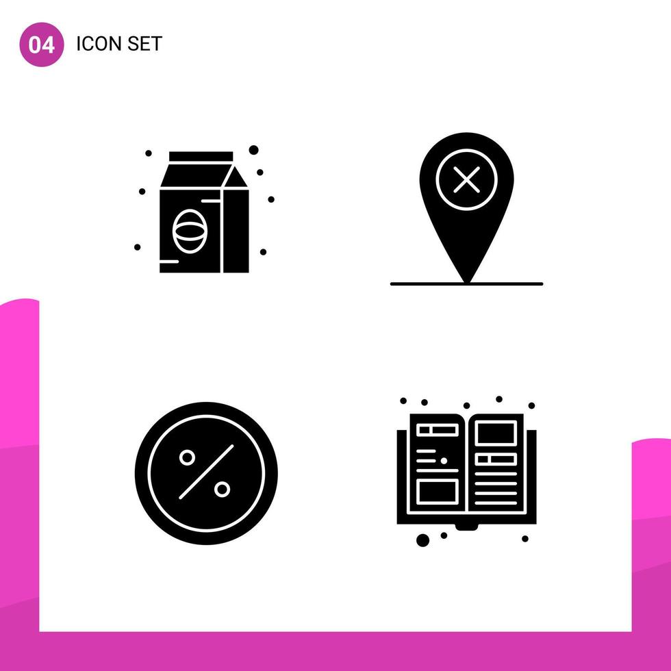 Glyph Icon set Pack of 4 Solid Icons isolated on White Background for responsive Website Design Print and Mobile Applications Creative Black Icon vector background