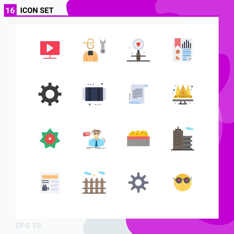 16 Flat Color concept for Websites Mobile and Apps page data service bookmark search Editable Pack of Creative Vector Design Elements