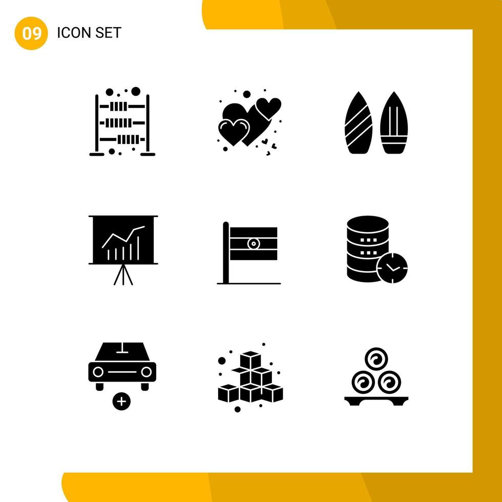 Set of 9 Modern UI Icons Symbols Signs for flag presentation skate office lecture Editable Vector Design Elements