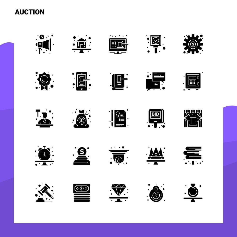 25 Auction Icon set Solid Glyph Icon Vector Illustration Template For Web and Mobile Ideas for business company