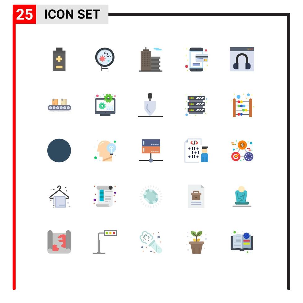 User Interface Pack of 25 Basic Flat Colors of help contact business chat online Editable Vector Design Elements