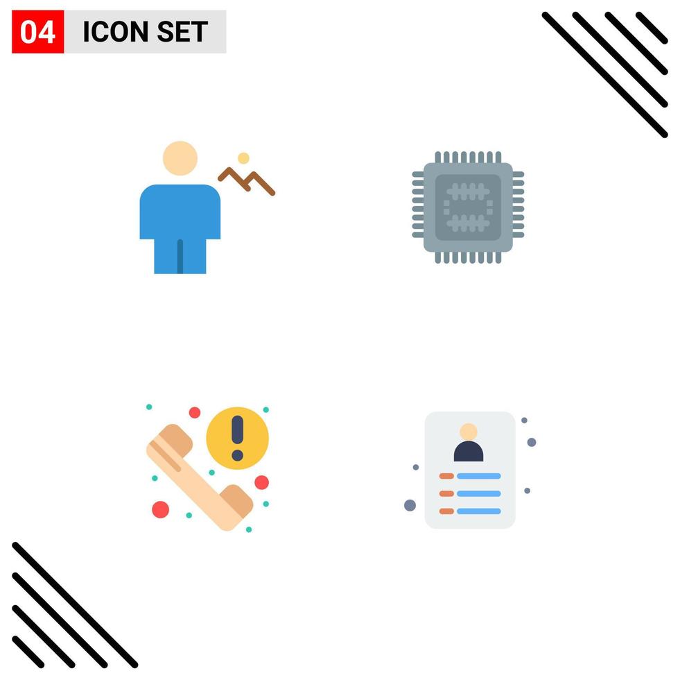 Pack of 4 creative Flat Icons of avatar call human tech information Editable Vector Design Elements