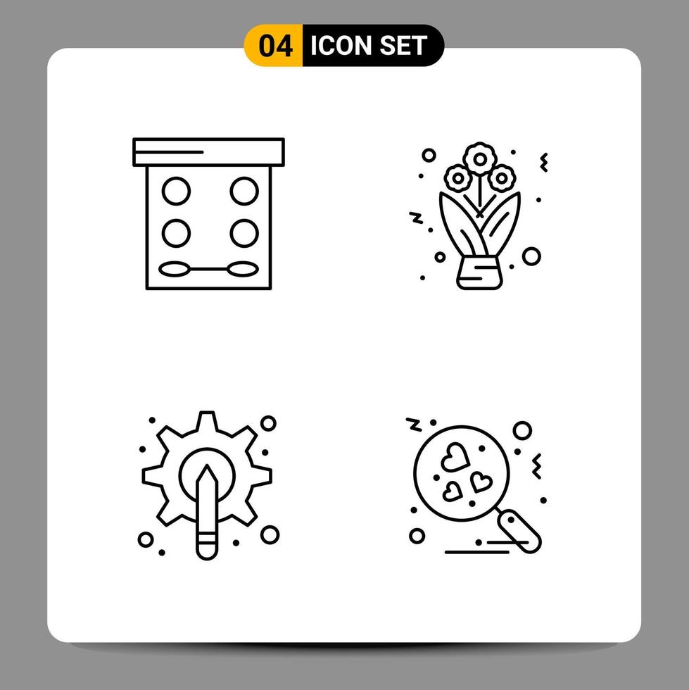 Paquete de 4 iconos negros símbolos de contorno signos para diseños receptivos sobre fondo blanco 4 iconos establecen fondo de vector de icono negro creativo