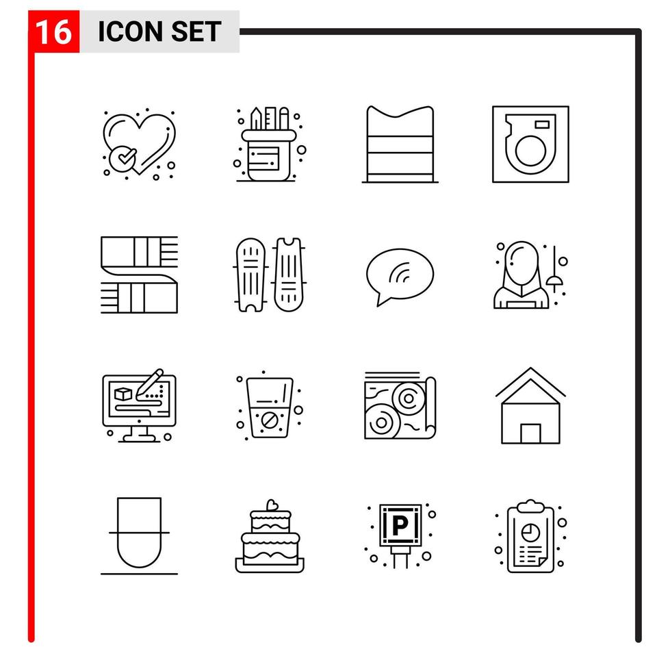 16 General Icons for website design print and mobile apps 16 Outline Symbols Signs Isolated on White Background 16 Icon Pack Creative Black Icon vector background