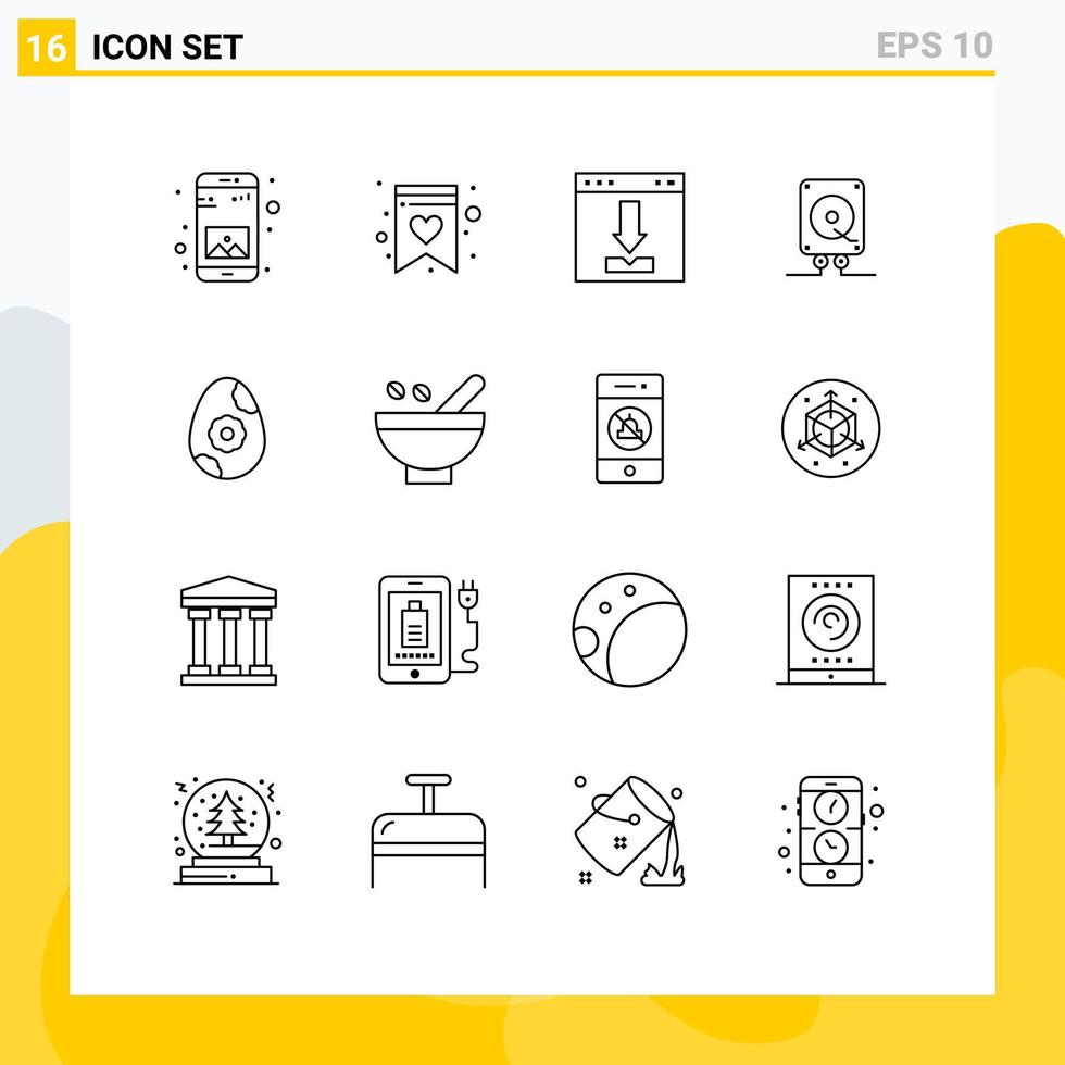 16 Creative Icons Modern Signs and Symbols of easter play browser computing music Editable Vector Design Elements