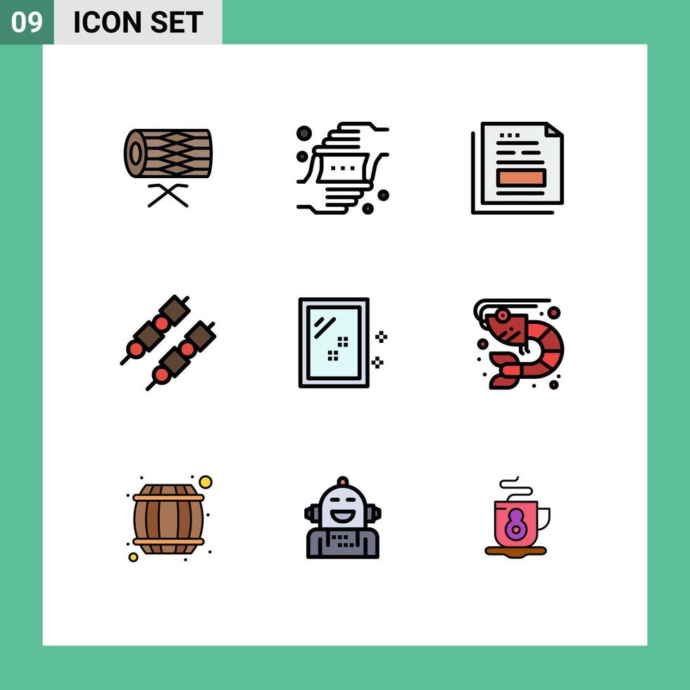 paquete de iconos de vector de stock de 9 signos y símbolos de línea para elementos de diseño de vector editables de archivos de oficina de perspectiva de barbacoa a la parrilla