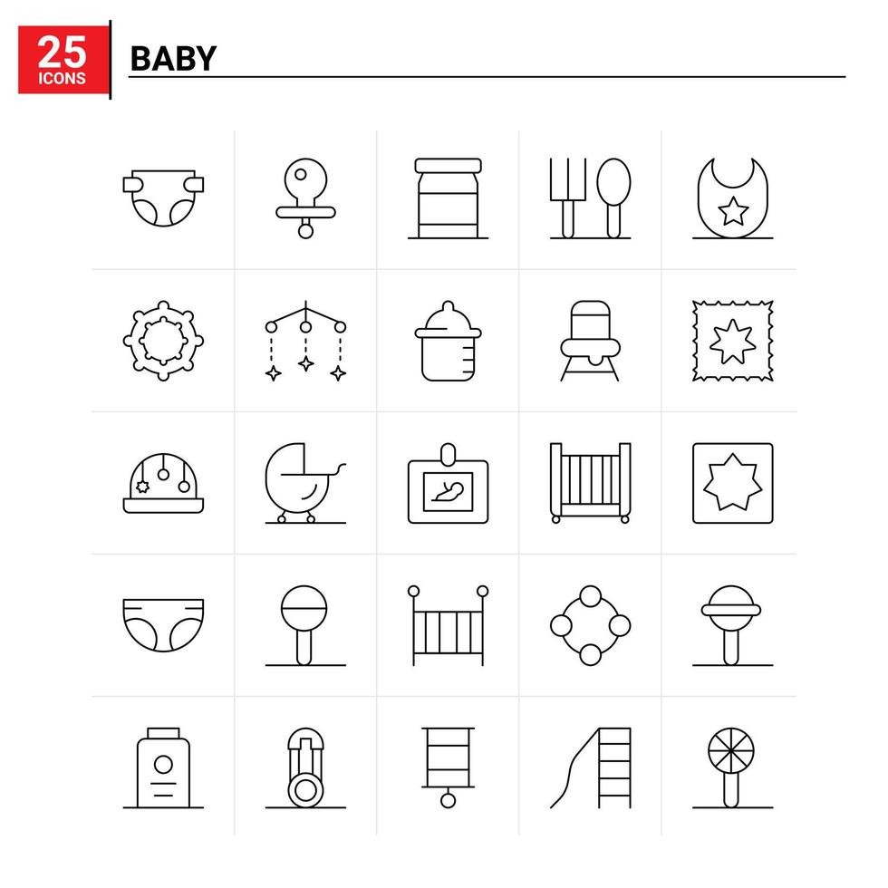 25 Baby icon set vector background