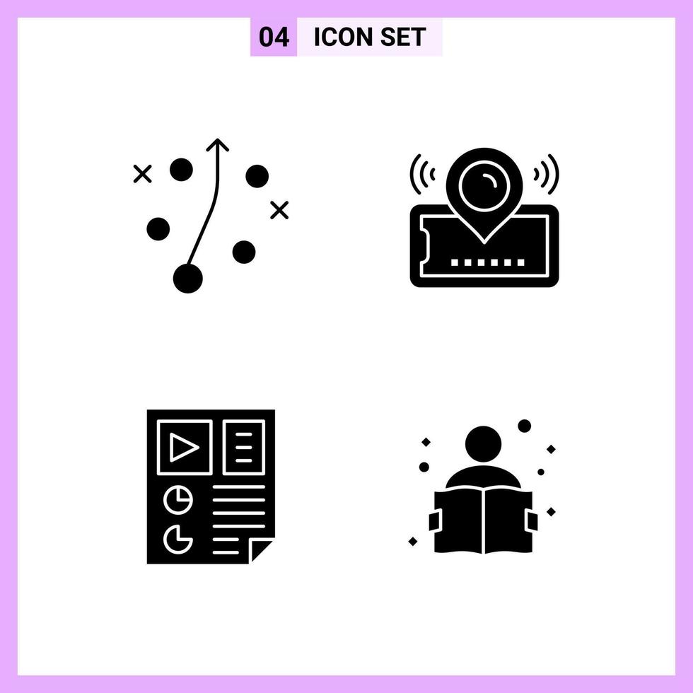 4 Icons in Solid Style Glyph Symbols on White Background Creative Vector Signs for Web mobile and Print Creative Black Icon vector background