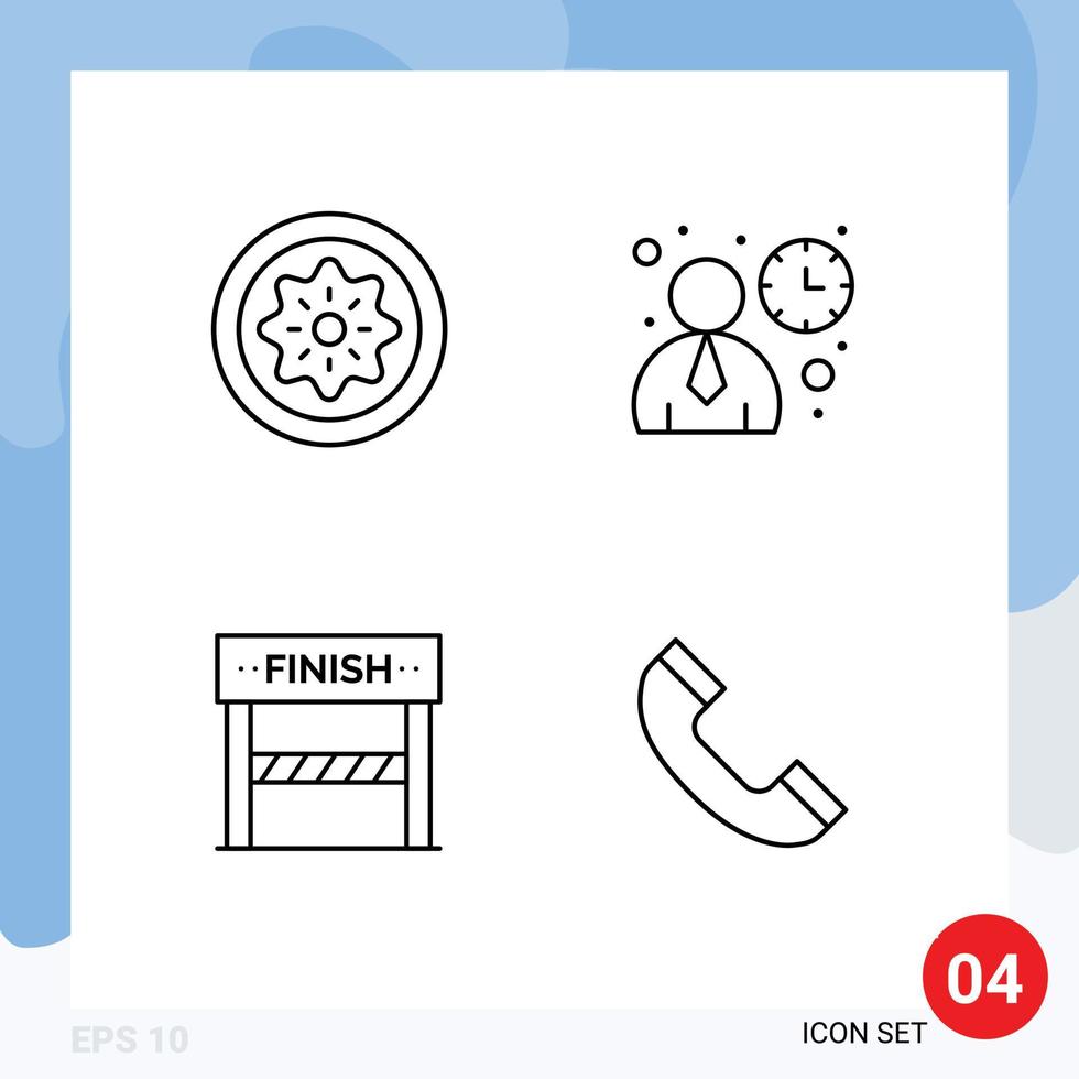 Modern Set of 4 Filledline Flat Colors Pictograph of drink finish kiwi ui sport Editable Vector Design Elements