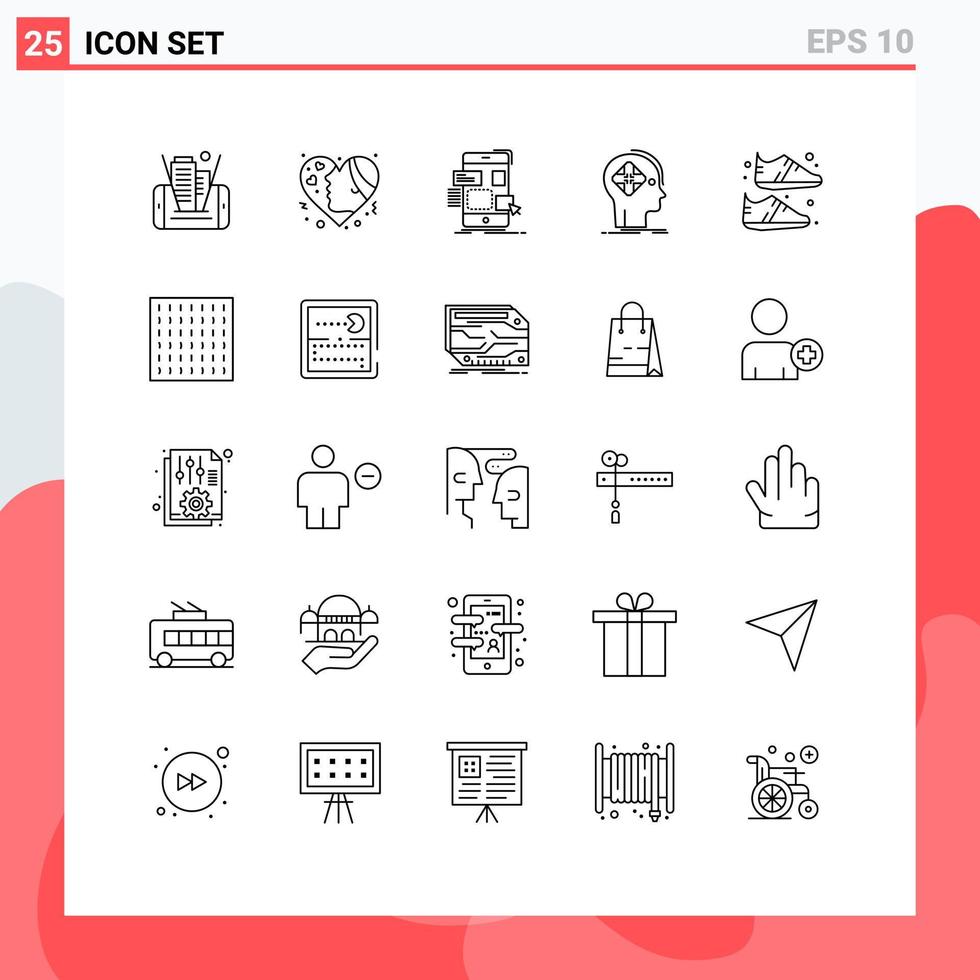 Universal Icon Symbols Group of 25 Modern Lines of human cyber love advanced ui Editable Vector Design Elements