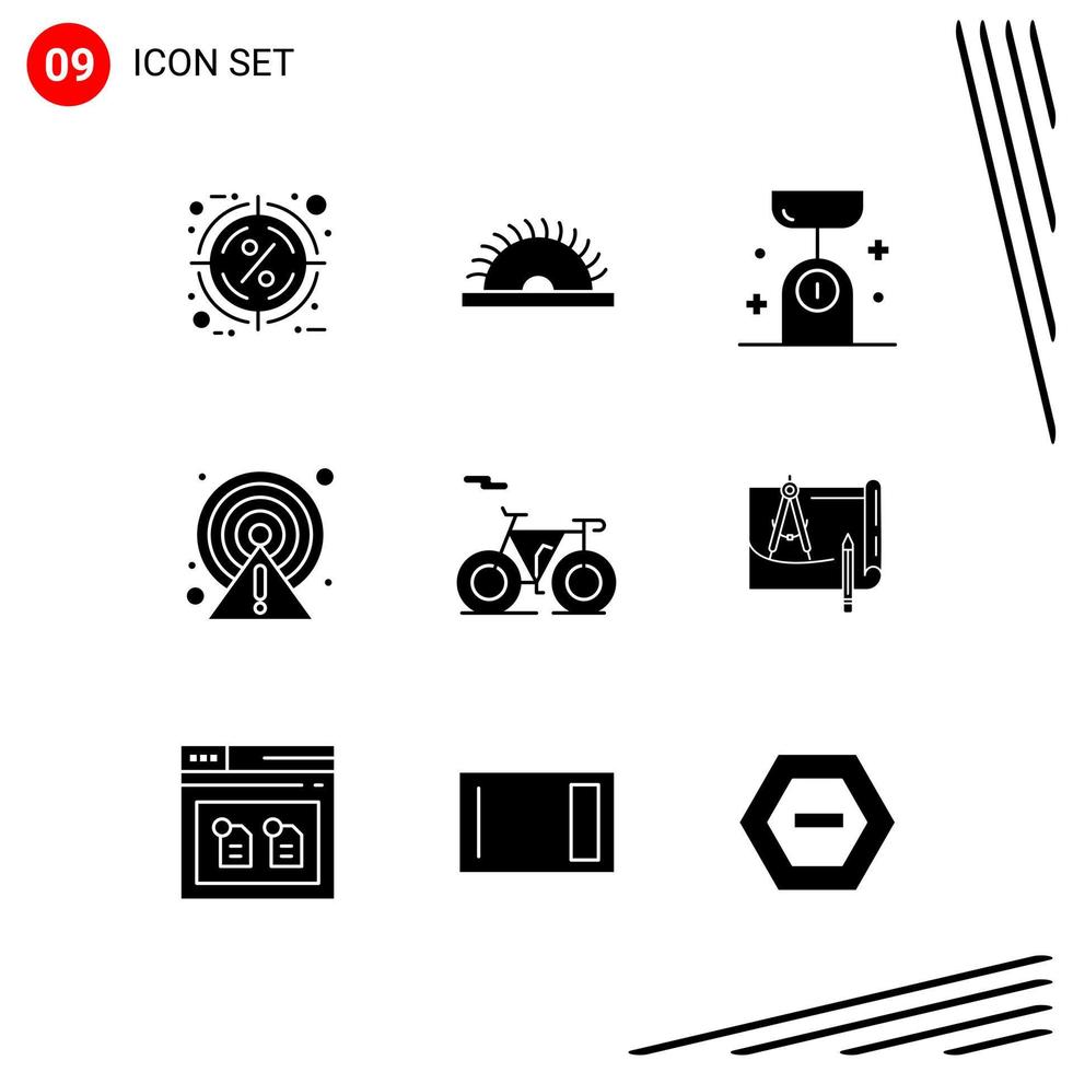 colección de 9 iconos vectoriales en estilo sólido símbolos de glifo perfecto de píxel para web y móvil signos de icono sólido sobre fondo blanco 9 iconos fondo de vector de icono negro creativo