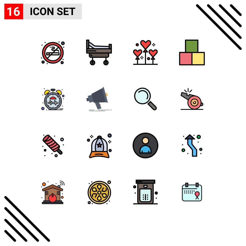 16 iconos creativos signos y símbolos modernos de pulse beat festival ladrillos de juguete elementos de diseño de vectores creativos editables