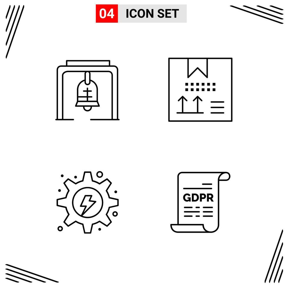 4 Icons Line Style Grid Based Creative Outline Symbols for Website Design Simple Line Icon Signs Isolated on White Background 4 Icon Set Creative Black Icon vector background