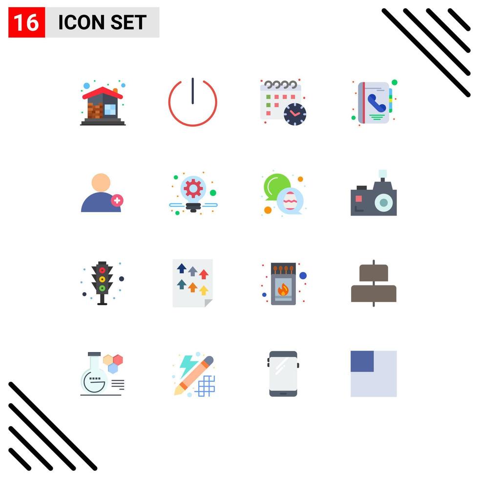 Stock Vector Icon Pack of 16 Line Signs and Symbols for user follow calender call book Editable Pack of Creative Vector Design Elements