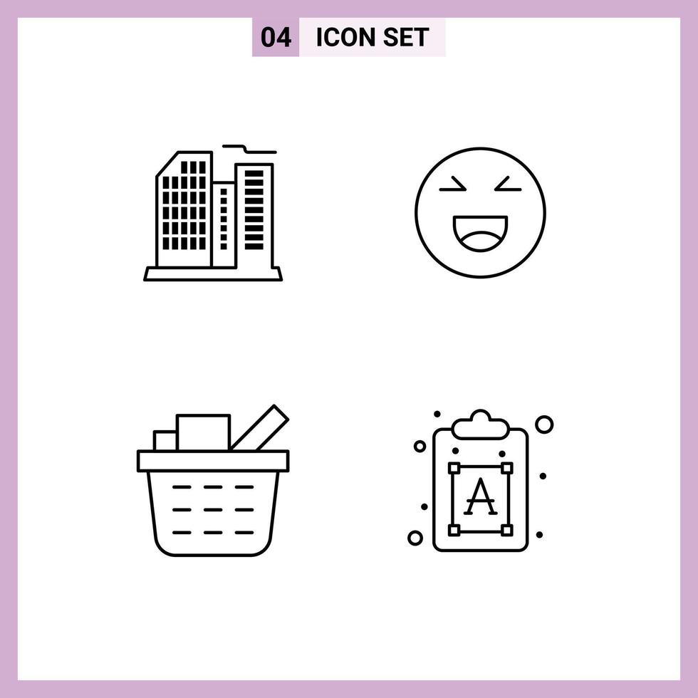 Modern Set of 4 Filledline Flat Colors and symbols such as building checkout office smile creative Editable Vector Design Elements