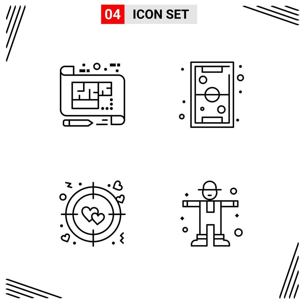 4 Icons Line Style Grid Based Creative Outline Symbols for Website Design Simple Line Icon Signs Isolated on White Background 4 Icon Set Creative Black Icon vector background