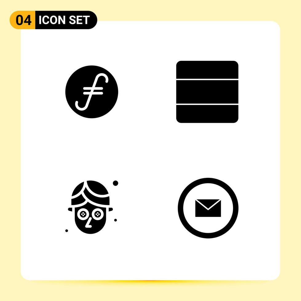 4 iconos creativos signos y símbolos modernos de desarrollo de pila de moneda criptográfica facial de moneda justa elementos de diseño vectorial editables vector