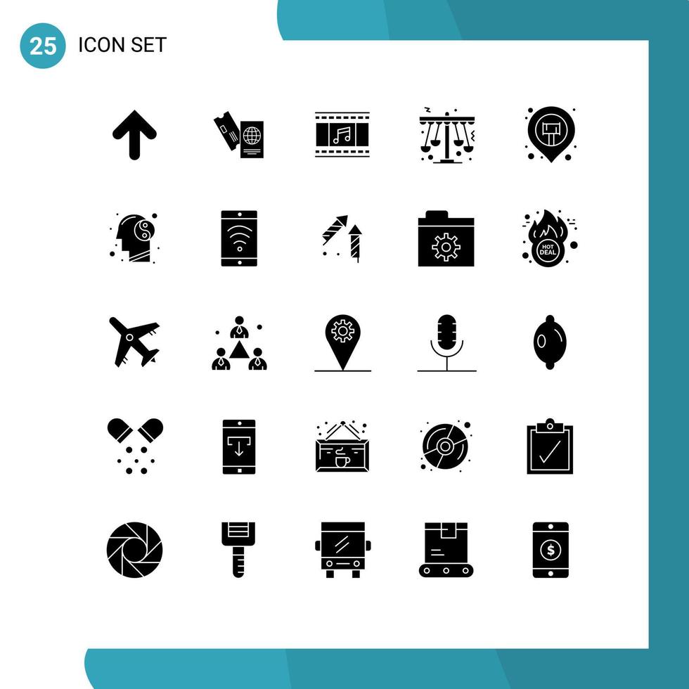 conjunto de 25 iconos de interfaz de usuario modernos símbolos signos para entretenimiento jugar vacaciones columpio tira de película elementos de diseño vectorial editables vector