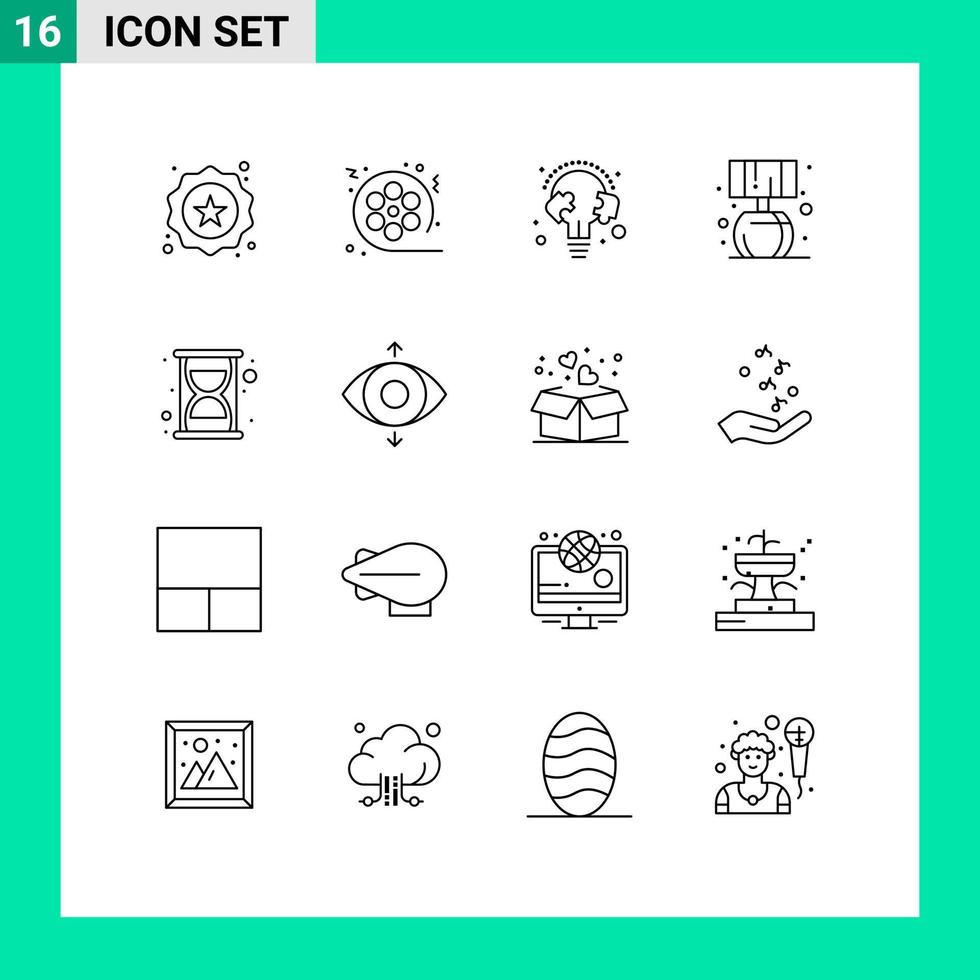 Set of 16 Modern UI Icons Symbols Signs for efficiency living multimedia home puzzle Editable Vector Design Elements