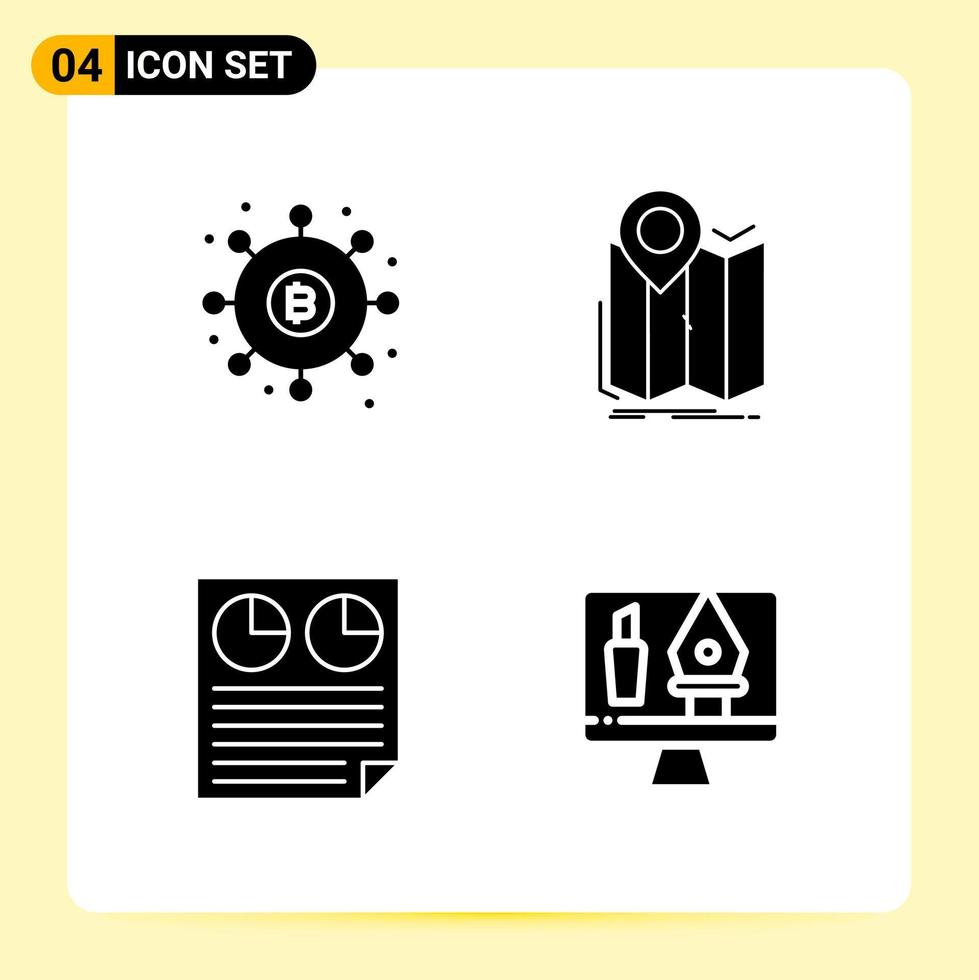 4 iconos creativos para el diseño moderno de sitios web y aplicaciones móviles receptivas 4 signos de símbolos de glifo sobre fondo blanco 4 paquete de iconos fondo de vector de icono negro creativo